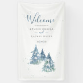 Winter Evergreen Tree Waterverf Wedding Spandoek (Verticaal)