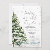 Winter Evergreen Trees Baby shower Invitation Kaart (Voorkant)