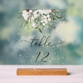 Winter evergreen trouwtafel nummer acryl bord (Neutraal)