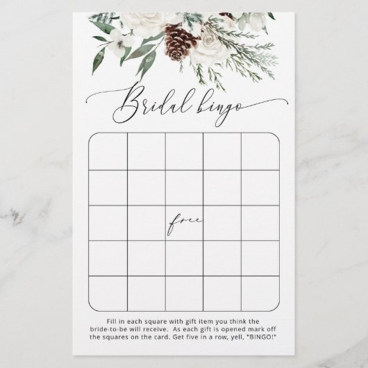 Winter evergreen vrijgezellenfeest bingogame (Voorkant)