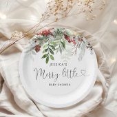 Winter evergreen Vrolijk klein baby shower Papieren Bordje
