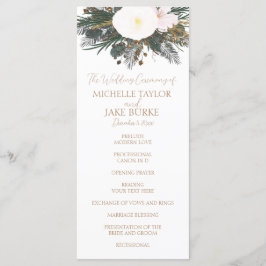 Winter Evergreen Wedding Ceremony Programme Programmakaart