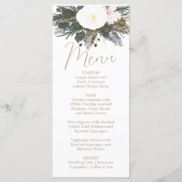 Winter Evergreen Wedding Menu Card