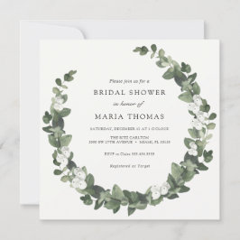Winter Evergreen White Bridal Shower Kaart
