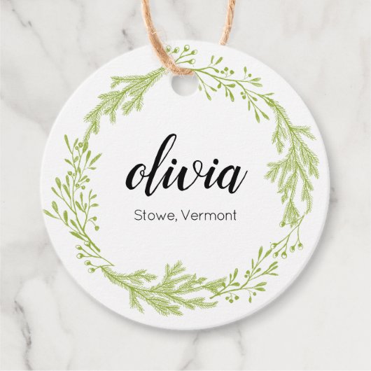 Winter Evergreen Wreatscript Clothing Price Bedankjes Labels (Voorkant)