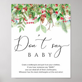 Winter evergreen Zeg geen baby shower game poster