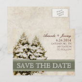 Winter Evergreens  Save the Date Aankondigingskaart (Voorkant / Achterkant)