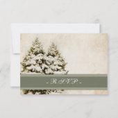 Winter Evergreens Vintage Trouw Uitnodigingen (Achterkant)