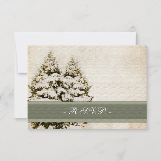 Winter Evergreens Vintage Trouw Uitnodigingen (Achterkant)