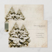 Winter Evergreens Vintage Trouw Uitnodigingen (Voorkant / Achterkant)