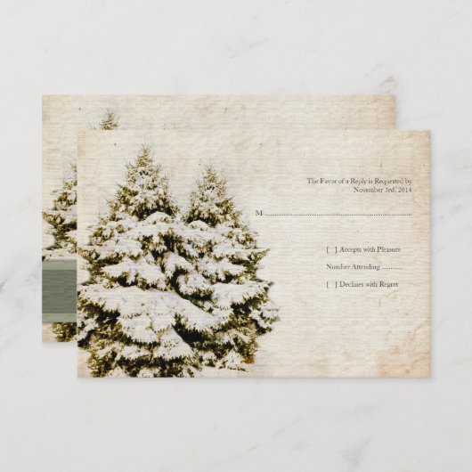 Winter Evergreens Vintage Trouw Uitnodigingen (Voorkant / Achterkant)