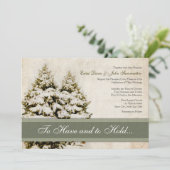 Winter Evergreens Vintage Wedding Invitations Kaart (Staand voorkant)