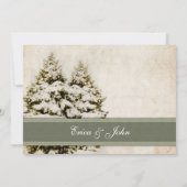 Winter Evergreens Vintage Wedding Invitations Kaart (Achterkant)
