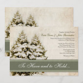 Winter Evergreens Vintage Wedding Invitations Kaart (Voorkant / Achterkant)