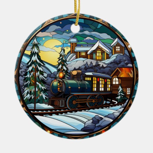 Winter Express Glas in lood Ornament (Voorkant)