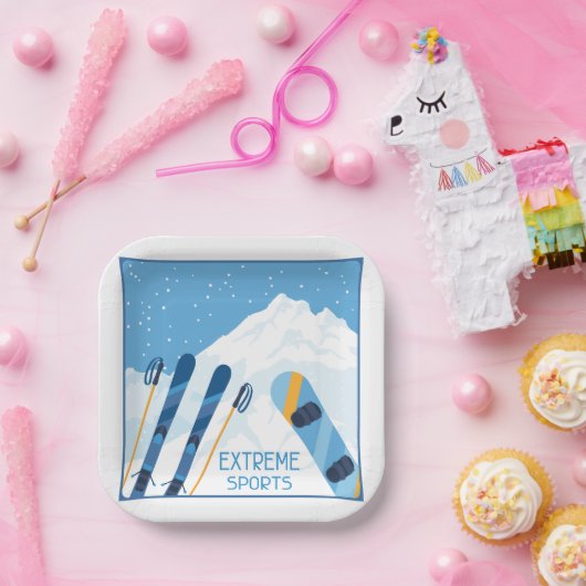 Winter Extreme sporten Papieren Bordje (Feest)