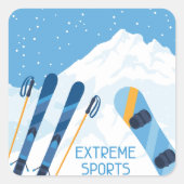 Winter Extreme sporten Vierkante Sticker (Voorkant)