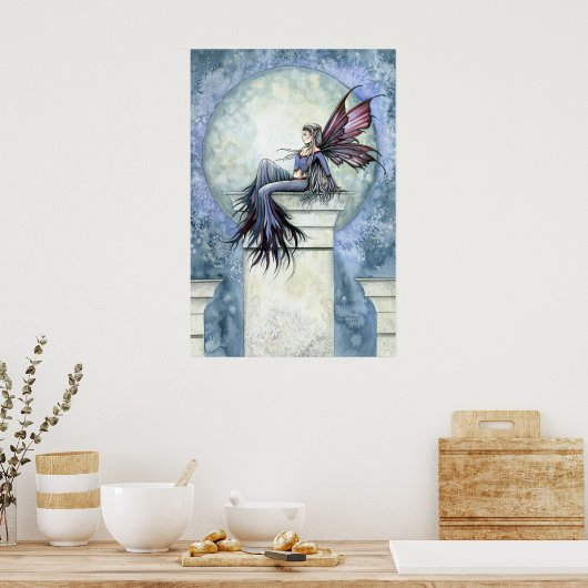 Winter Fairy Full Moon Poster Print (Keuken)