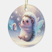 Winter Fairy Hedgehogs – Cute Snowflake Keramisch Ornament (Links)