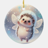Winter Fairy Hedgehogs – Cute Snowflake Keramisch Ornament (Achterkant)