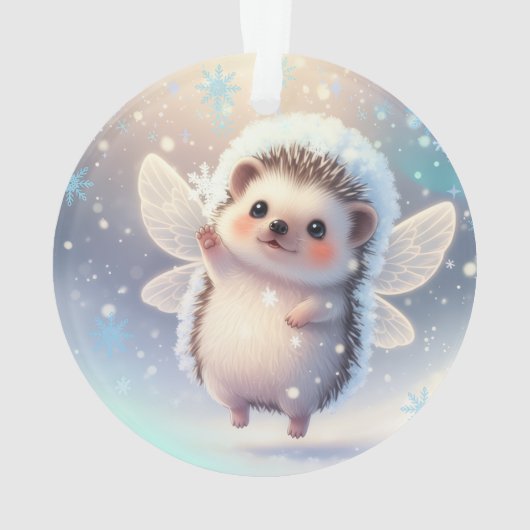 Winter Fairy Hedgehogs  – Cute Snowflake  Ornament (achterkant)