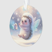 Winter Fairy Hedgehogs  – Cute Snowflake  Ornament (voorkant)