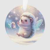Winter Fairy Hedgehogs  – Cute Snowflake  Ornament (voorkant)
