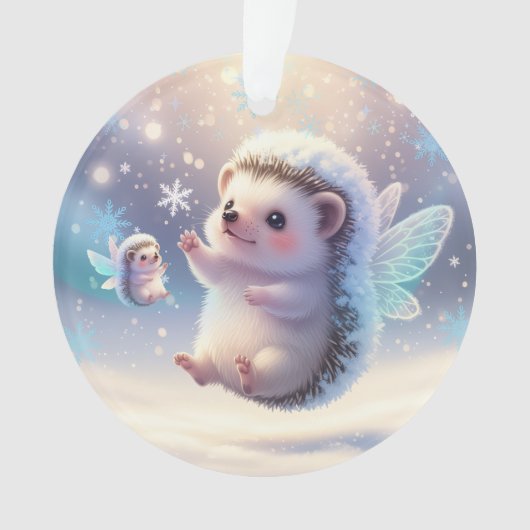 Winter Fairy Hedgehogs  – Cute Snowflake  Ornament (voorkant)