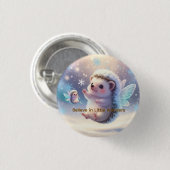 Winter Fairy Hedgehogs  – Cute Snowflake  Ronde Button 3,2 Cm (Voorkant /achterkant)