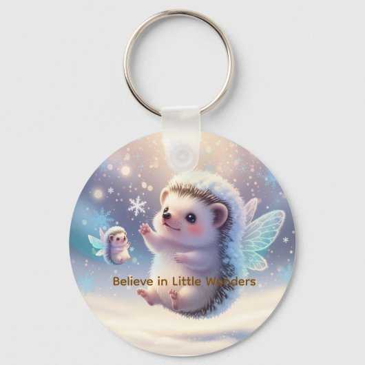 Winter Fairy Hedgehogs – Cute Snowflake Sleutelhanger (Voorkant)