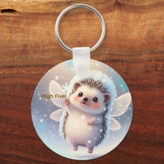 Winter Fairy Hedgehogs  – Cute Snowflake  Sleutelhanger (Achterkant)