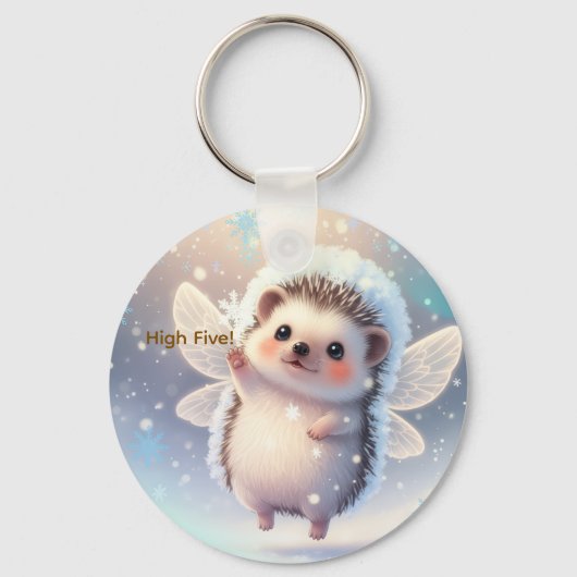 Winter Fairy Hedgehogs  – Cute Snowflake  Sleutelhanger (Achterkant)