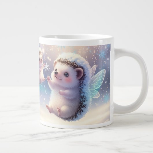 Winter Fairy Hedgehogs Mug – Cute Snowflake  Grote Koffiekop (Rechts)