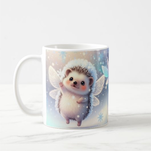 Winter Fairy Hedgehogs Mug – Cute Snowflake  Koffiemok (Links)