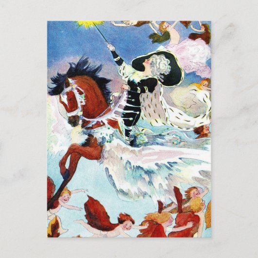 Winter Fairy Riding a Flying Horse Briefkaart (Voorkant)