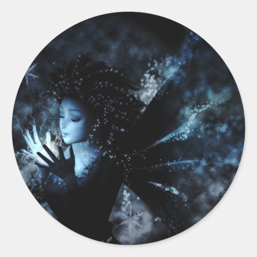 Winter Fairy Ronde Sticker (Voorkant)