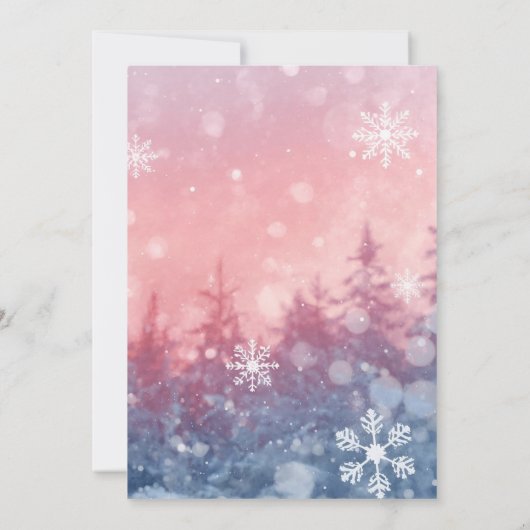 Winter Fairy Tale Invitation, Romantic Snowflake  Kaart (Achterkant)