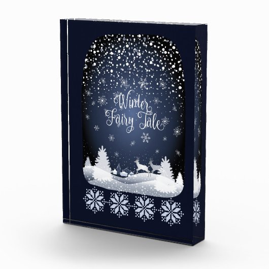 Winter Fairy Tale Night Fantasy Snowy Forest Fotoblokken (Rechts)