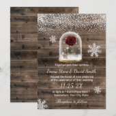 Winter Fairytale Beauty Roos Dome Wedding Kaart (Voorkant / Achterkant)