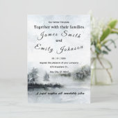Winter Fairytale Watercolor Landscape Wedding Kaart (Staand voorkant)