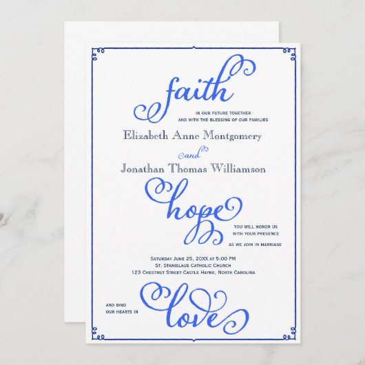 Winter Faith Hope Love Script Weddenschap Uitnodig Kaart (Voorkant / Achterkant)