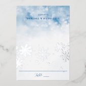 Winter Falling Snow Folie Trouwtafel Place Card Folie Uitnodiging (Voorkant)