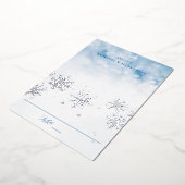Winter Falling Snow Folie Trouwtafel Place Card Uitnodiging (Gedraaid)