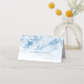 Winter Falling Snow Forest Wedding Place Card Plaatskaartje (Achterkant)