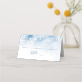 Winter Falling Snow Forest Wedding Place Card Plaatskaartje (Voorkant)
