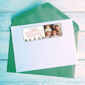 Winter Familie Foto Vrolijk Kerstfeest Retouradres Etiket