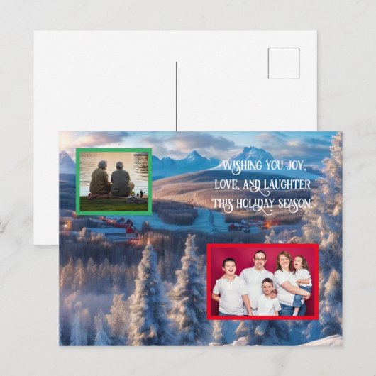 Winter Familie vakantie Briefkaart - (Voorkant / Achterkant)