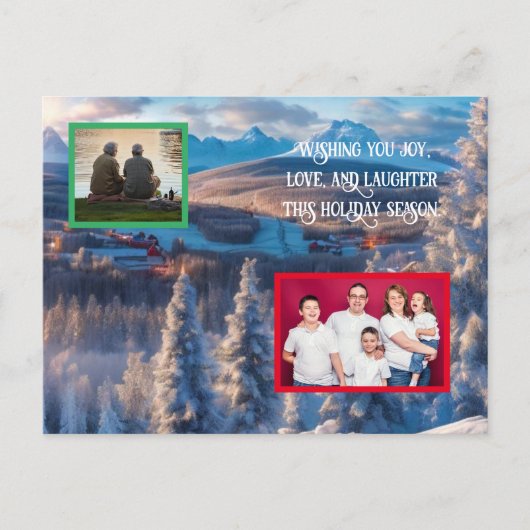 Winter Familie vakantie Briefkaart -  (Voorkant)