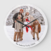 Winter Familiefoto Gepersonaliseerde Kerst Grote Klok (Voorkant)