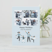 Winter Family Fun Kerstfeest 6 Foto Feestdagenkaart (Staand voorkant)
